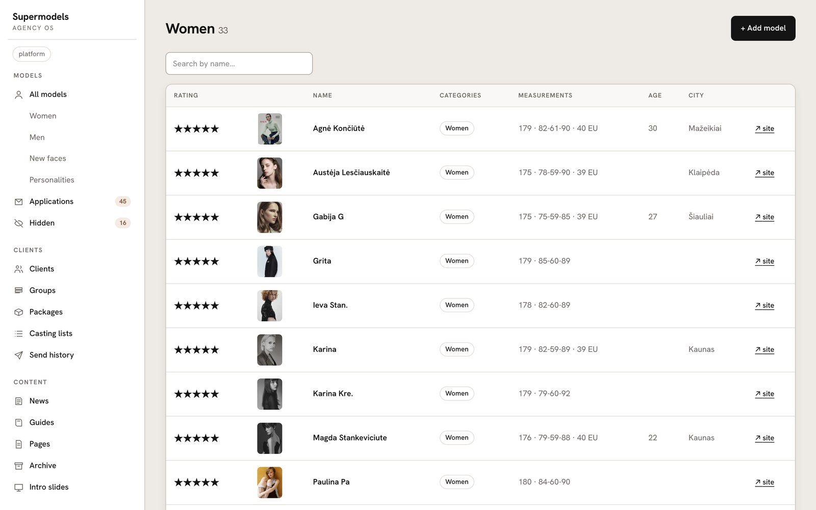 Agency OS: Talent database