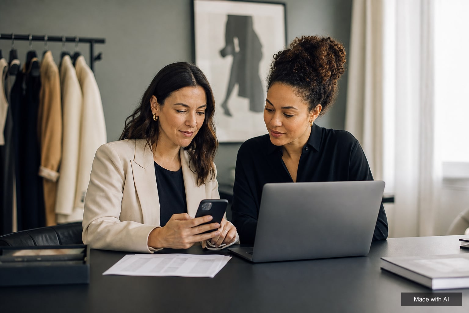 Agency owner and office manager confirming a two-factor login code on a smartphone